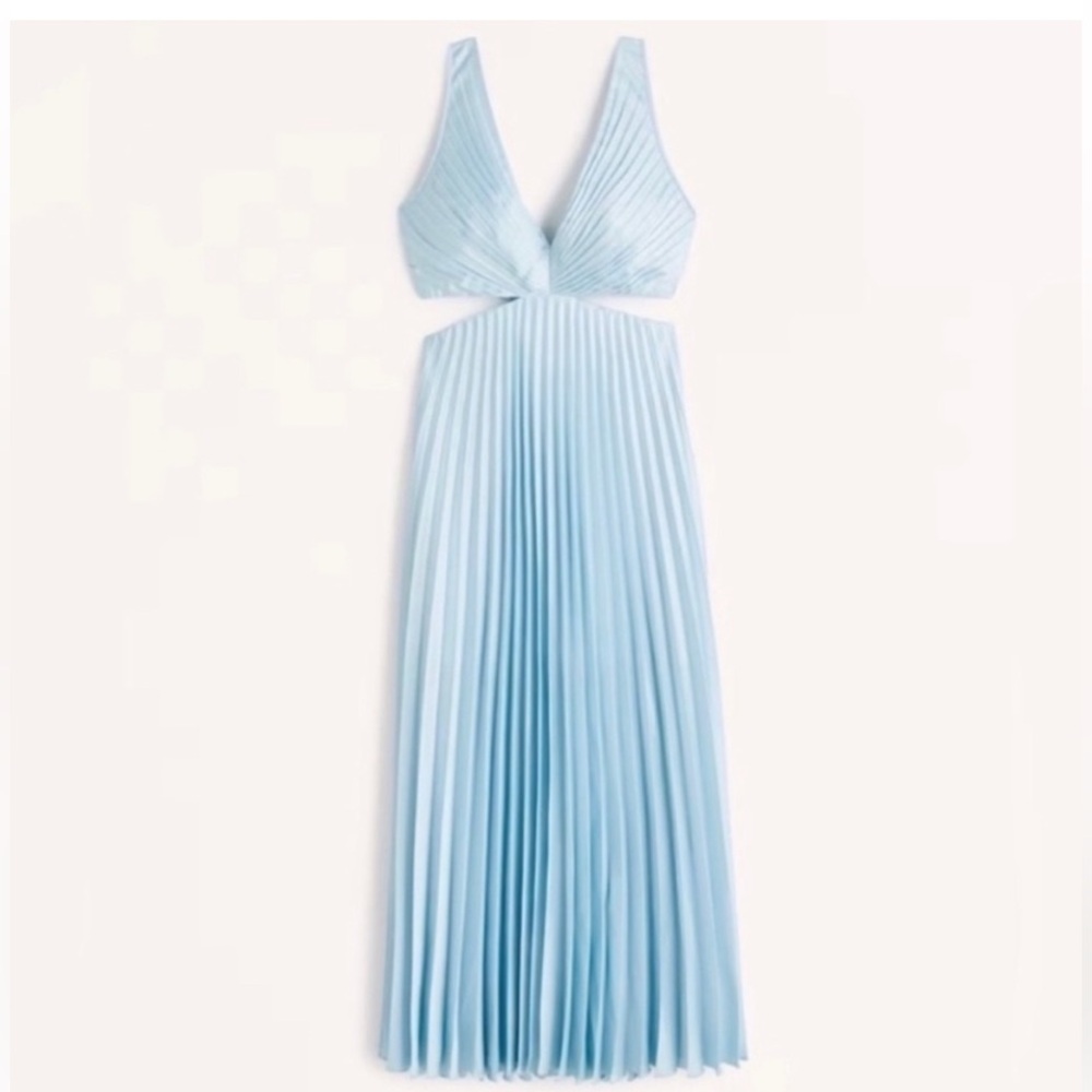 Abercrombie & Fitch Giselle Pleated Cutout Maxi Dress Turquoise Extra Small
